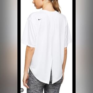 Nike Dri-FIT "Just Do It" SS Mesh JDI GRX Split Back Training Top Size XS White